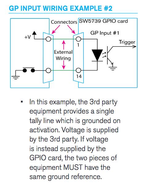Calrec - GPIO Card - Input Wiring example 2